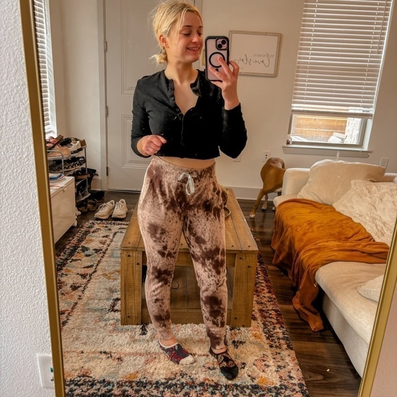 Lululemon Women's Tie Dye Pink Brown Joggers Sz 6 Pockets Wide Band Waist Pants - Picture 2 of 7